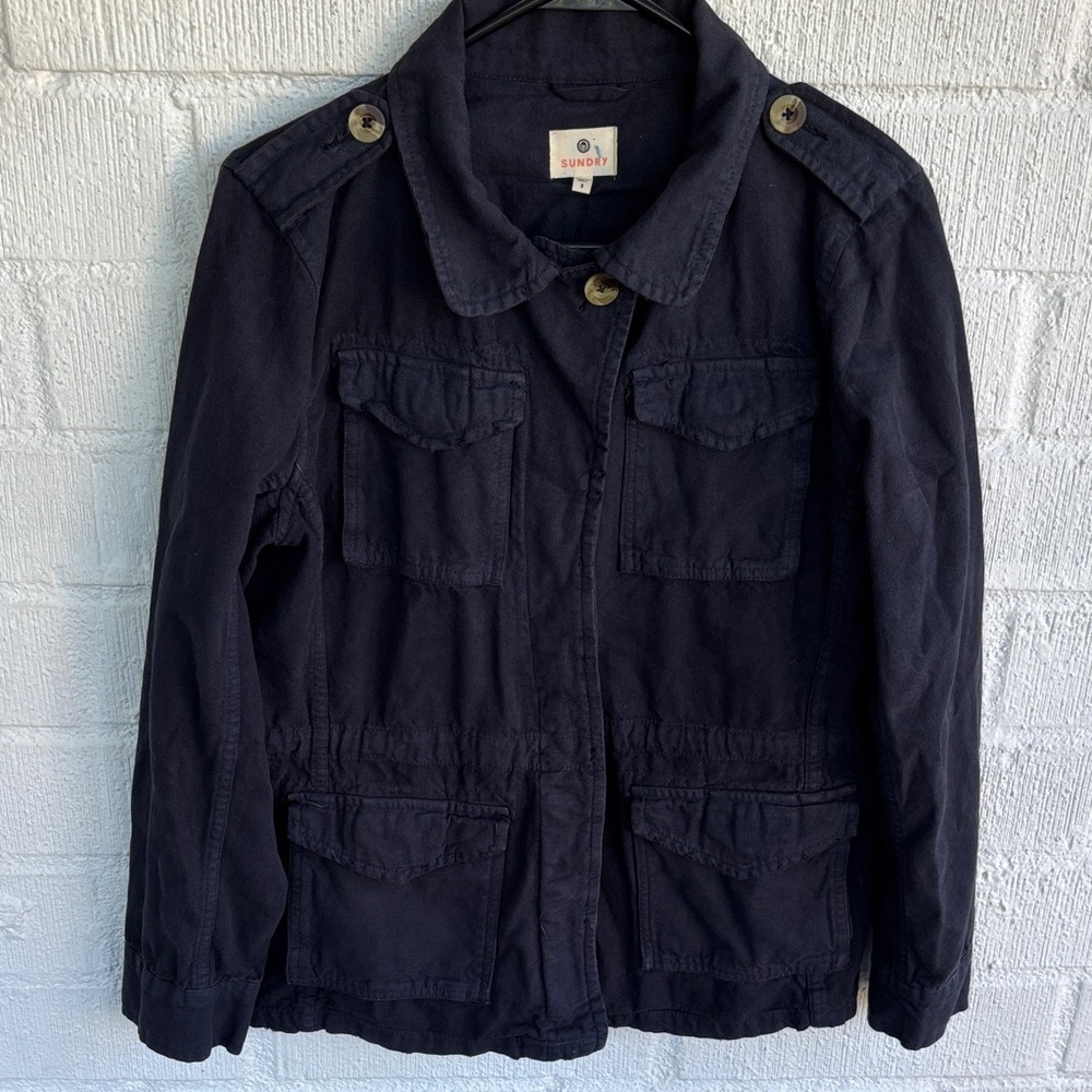 Sundry Utility Cotton Street Navy Blue Utility Jacket sz L/12